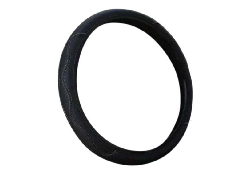Universal Synthetic Faux Leather Steering Cover( 35.56-38.1cm),Black White