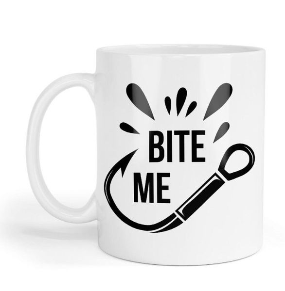 Bite Me Christmas Birthday Fishing Gift Mug