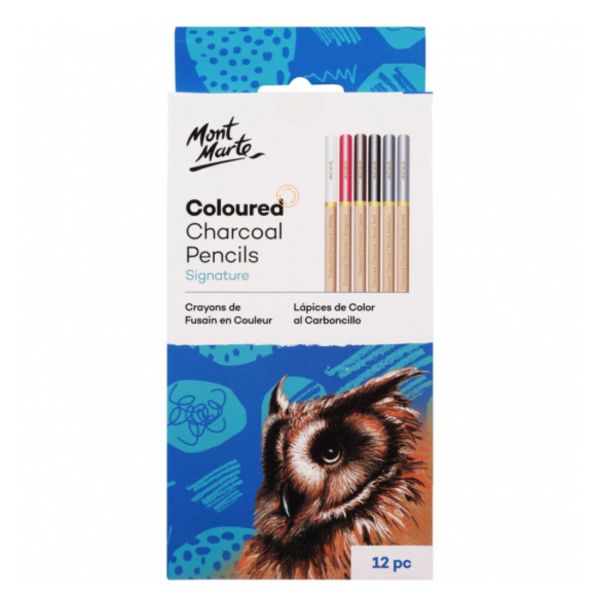 Mont Marte Coloured Charcoal Pencils 12pce