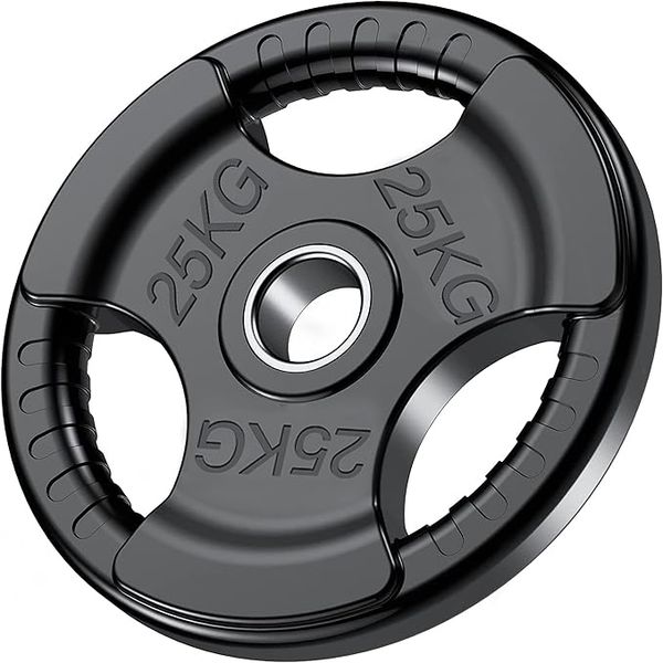 i-Fitness Olympic Rubber Tri-Grip Plate - 25kg (Single)