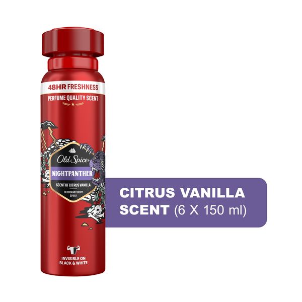 Old Spice Deodorant Body Spray Nightpanther - 6 x 150ml
