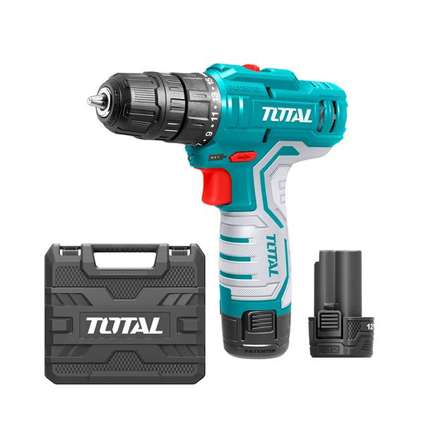 TOTAL Cordless Drill Set 12V Lithium-Ion