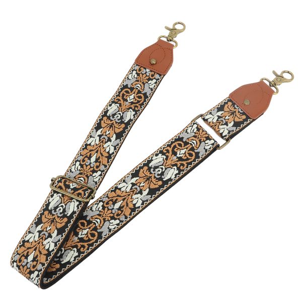 Adjustable Embroidered Camera Strap Orange Blue