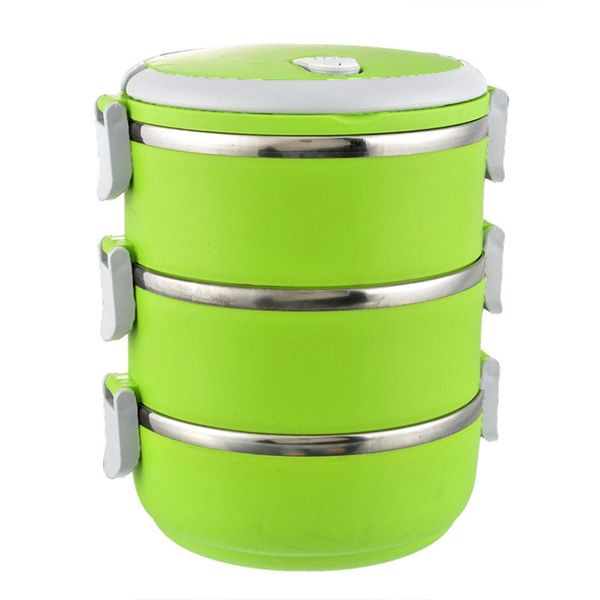 Portable Thermal Insulated Stainless Steel Triple Layer Lunch Box - 2Piece