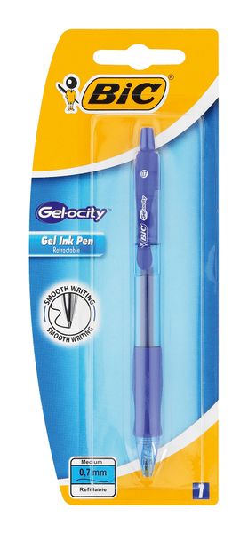 BIC Gelocity 0.7mm Retractable Pen - Blue (Blister of 1)