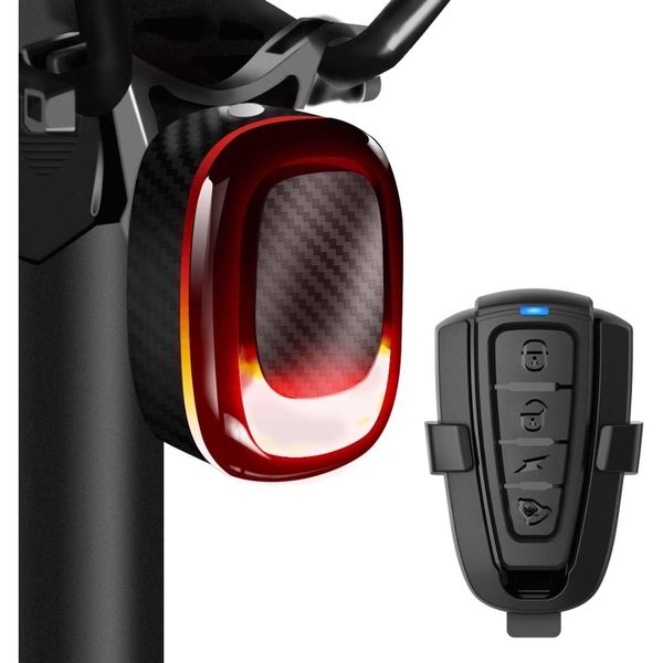 Alarm Bike Tail Light Wireless Remote Bicycle Rear Light USB-C Rechargeable