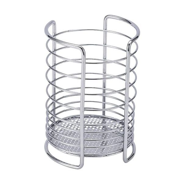 Cutlery Holder Stainless Steel Round Design - Silver