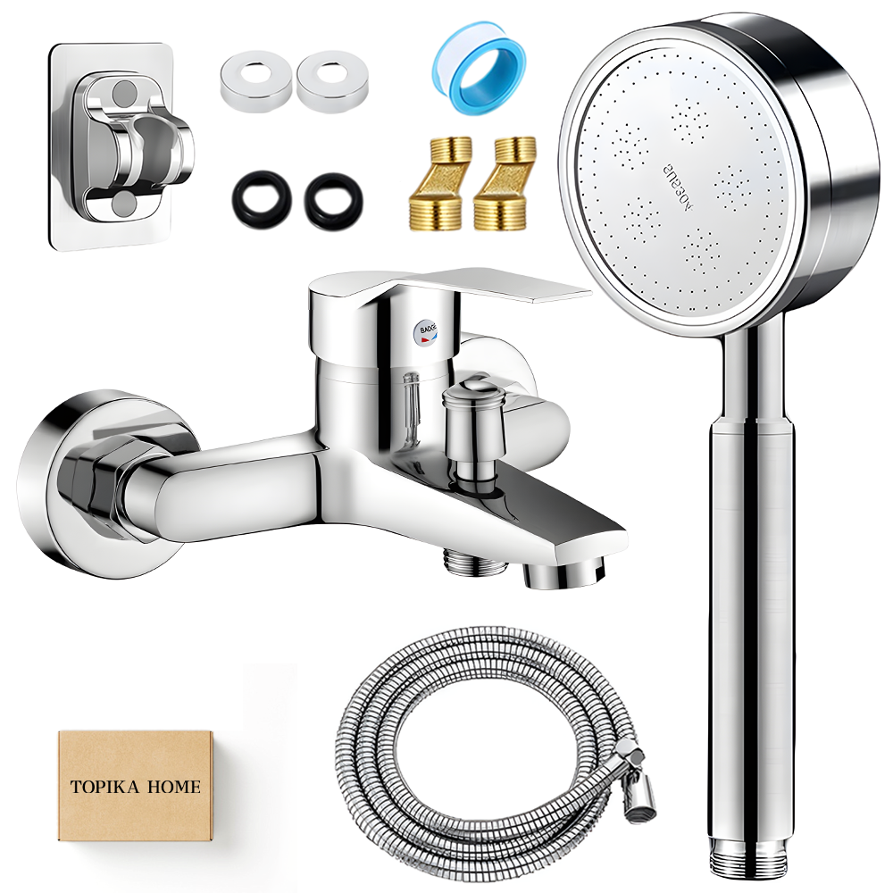 TopikaHome - Bathroom Faucet and Shower Head Set, Waterfall Bathtub Taps