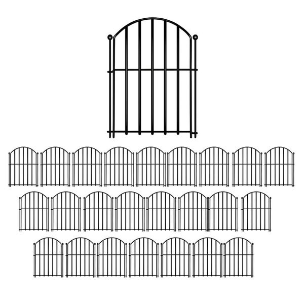 Garden Heavy Duty Animal Barrier Black Metal Fence Panels 25 Piece - 43cm