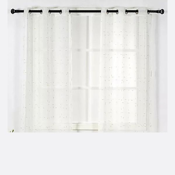 Matoc Readymade Curtain Café-Eyelet -Sheer Voile -SilverDash 220cmWx123cmH