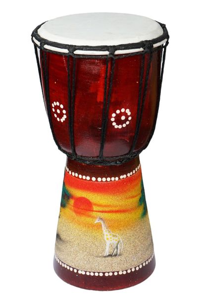 Djembe Drum Colourfull Sand Brushed Elephant Design 17cm x 30cm