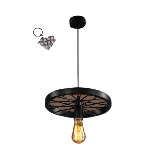Pendant Light with Iron Wheels Retro Design Decorative Lighting Fixture