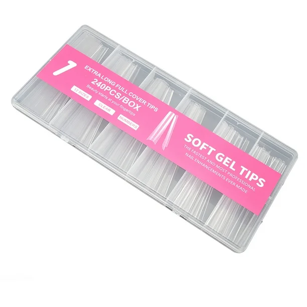 XXXL Soft Gel Coffin Nail Tips , 240 pieces , Full Cover