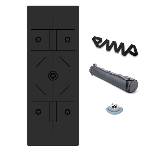 Yoga Mat with Posture Line Guidance, Bag and Strap, Premium Anti-Tear 4.5mm