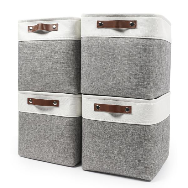 11"x11 "Collapsible Fabric Storage Cubes 4-Pack - Handles Organizer
