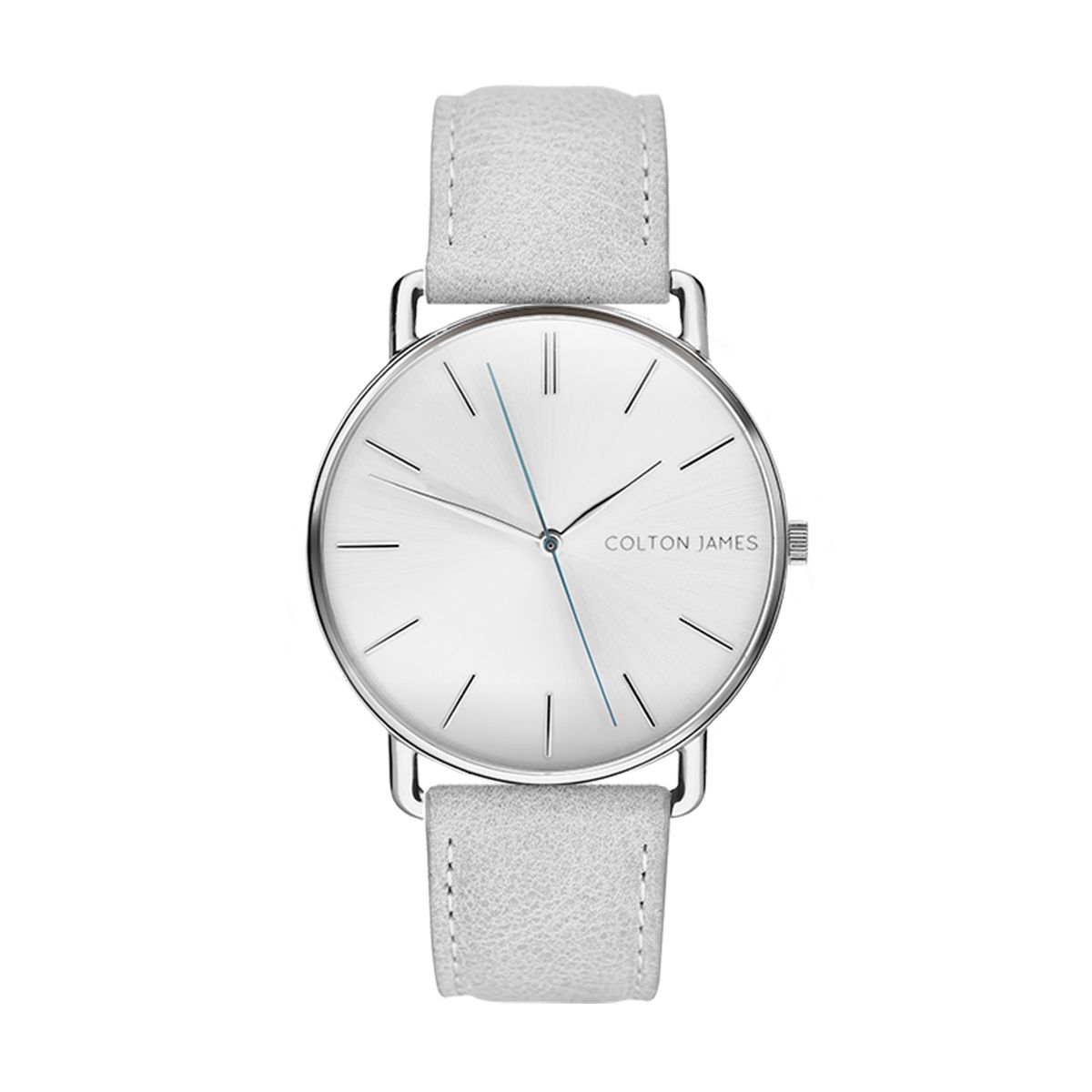 Colton James Silver 36mm Ladies Classic Watch with Grey Italian Leather ...