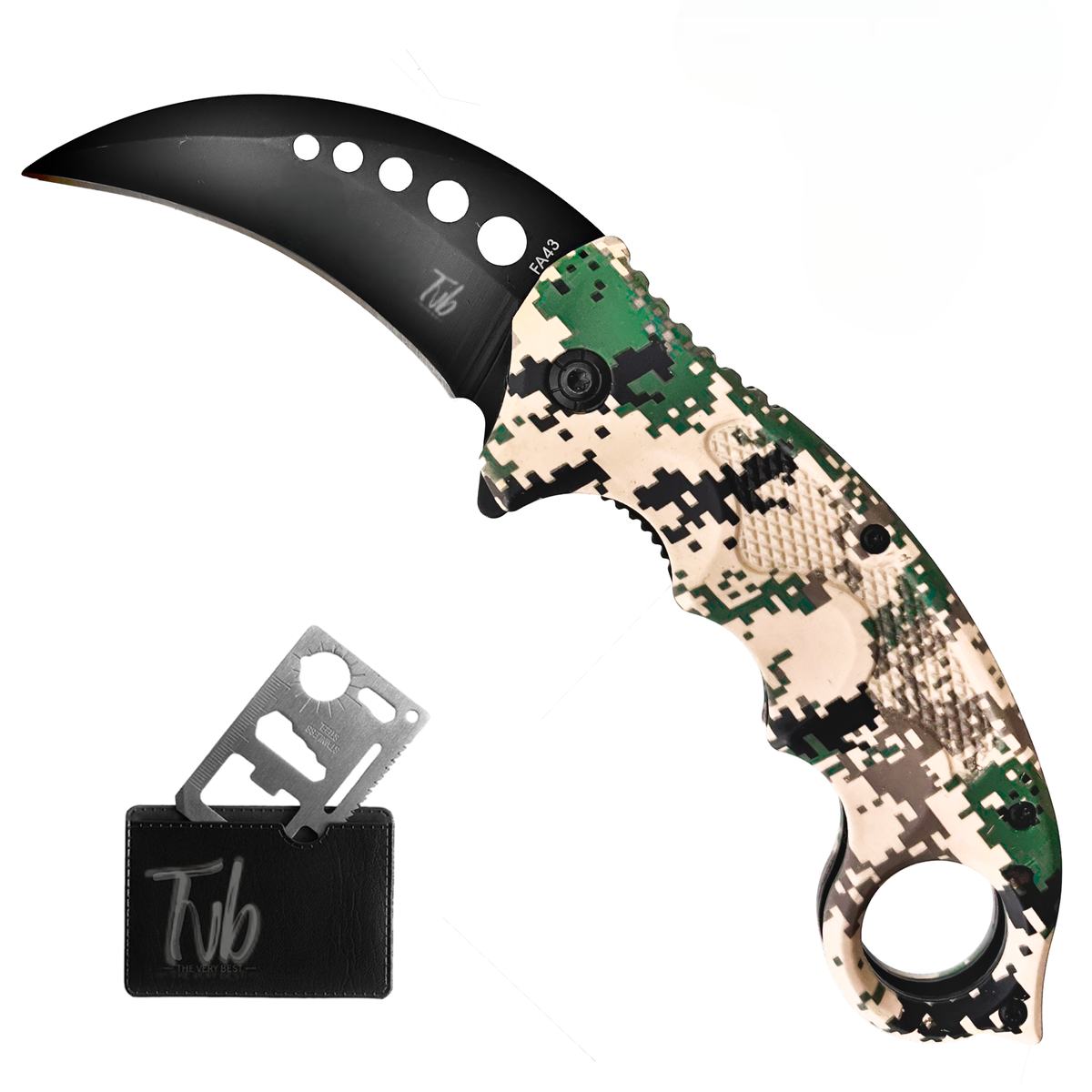 FOX Inspired Tvb Karambit FA43 Tactical - Pixelated Camo EDC Folding ...