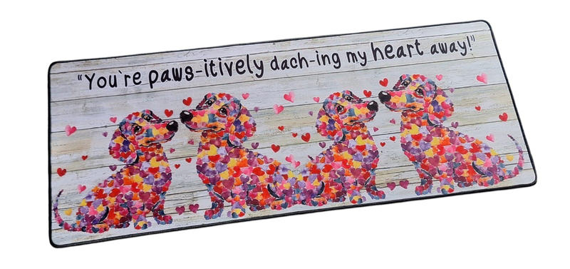 Versatile Desk/Kitchen/Bar Mat - Hearty Dachshunds in Love
