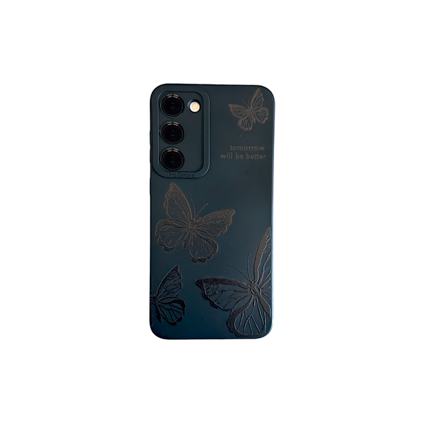 Black Case with Shiny Black Butterfly - COMPATIBLE WITH Samsung S23+