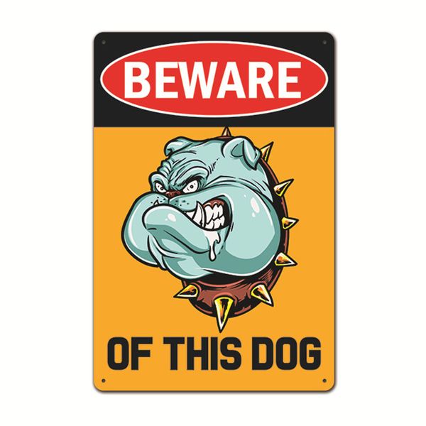 Decor Tin Sign Dog Warning Sign Beware of the Dog Standing 30cm