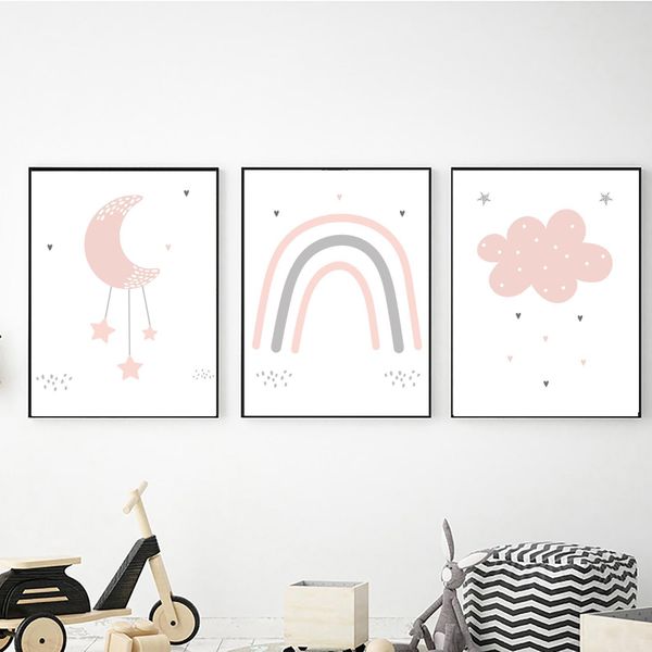 Sweet Pink Rainbow - A4 Canvas -Set Of 3