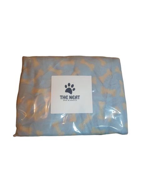 The NEAT Pet Blanket Polar Fleece - Baby blue with white bones