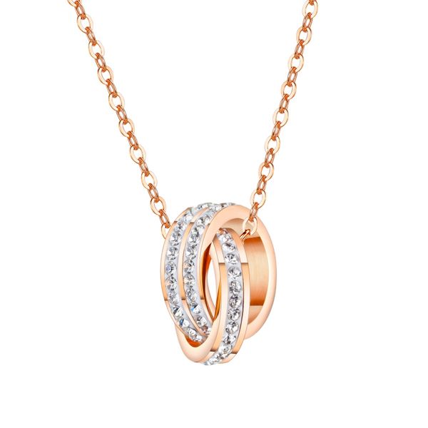 Ladies Double Circle Pendant Necklace - NL-GX1607