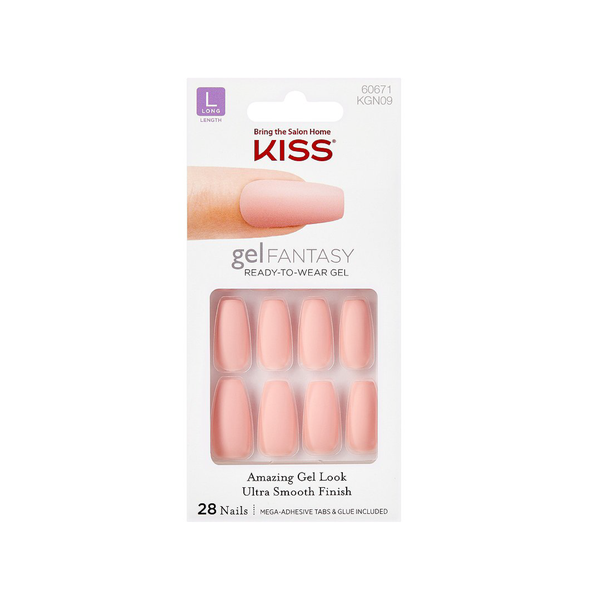 Kiss Nails GEL FANTASY-Long Artificial Nails with Adhesive Tabs &amp; Glue