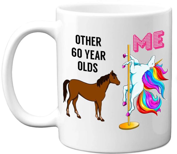 60th Birthday Unicorn Pole Dancing Women Birthday 11oz Premium Coffee Mug