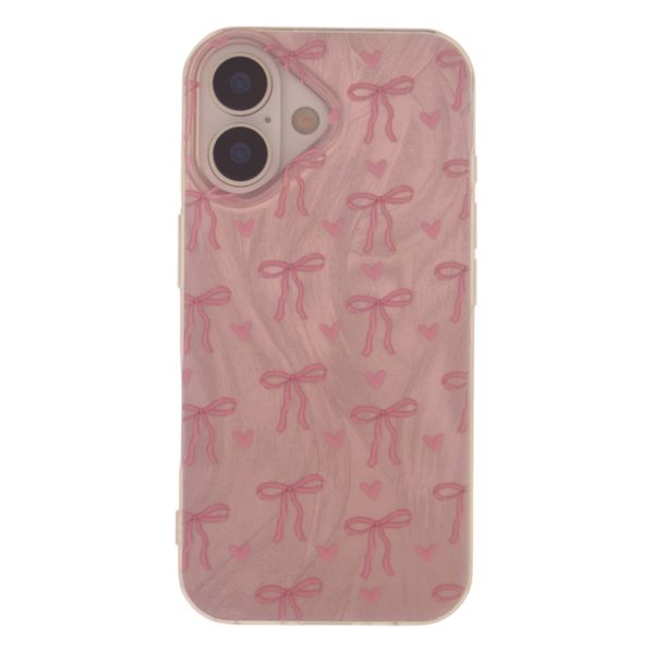 Whimsical Blush Pink Bow &amp; Heart Shimmer Phone Case - iPhone Compatible