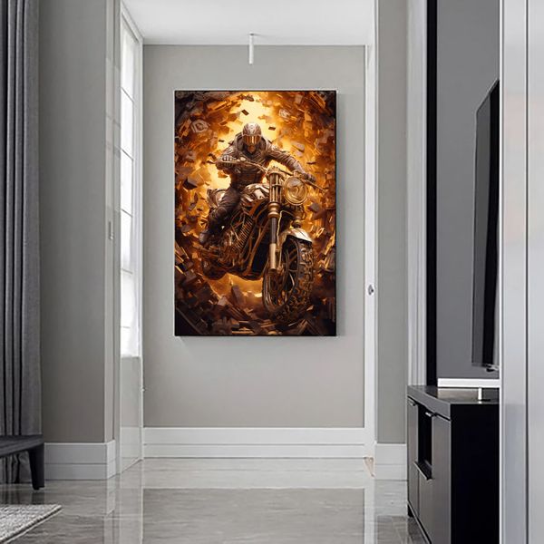 Canvas Wall Art -Michanical Symphony Biker Abstract - 0707