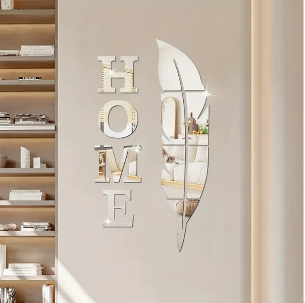 3D Mirror Wall Decor, Beautiful Feathers and Home Wall Stickers