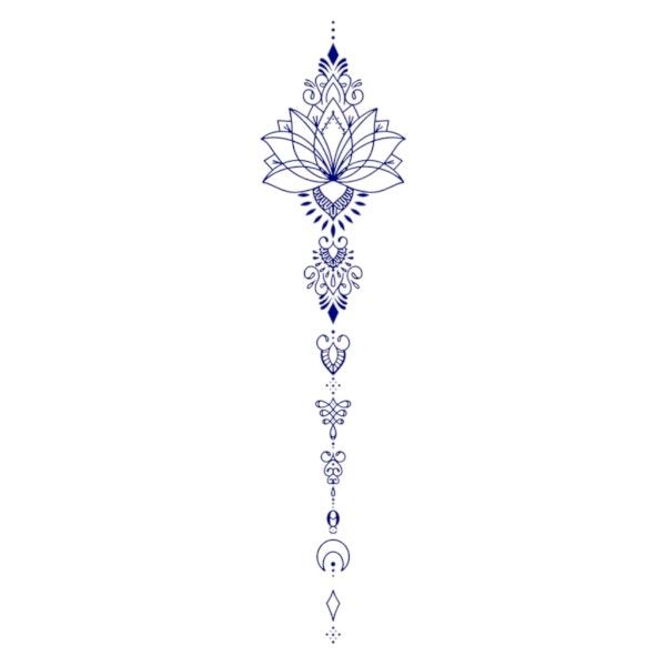 Minimalistic Mandala Temporary Tattoo With Fine Details - Blue