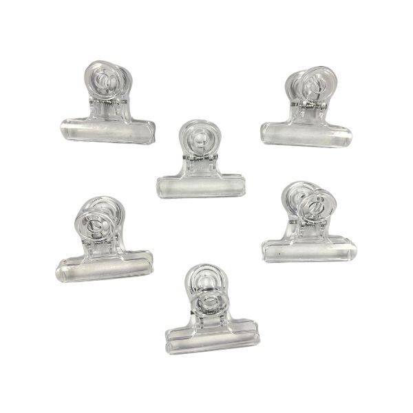 Set of 6 Clear Plastic Binder Bulldog Clips