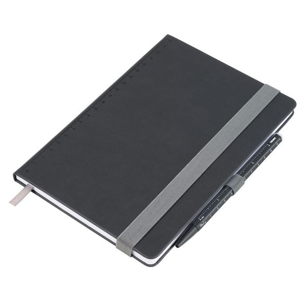 TROIKA Notepad &amp; Pen Set: DIN A5 Grid Notepad &amp; Ballpoint Pen - SLIM PAD A5