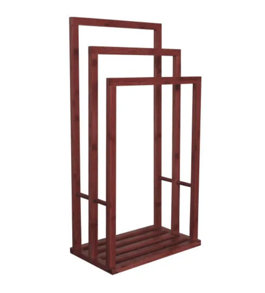 Self Standing Dark Bamboo 3 Tier Towel Rail