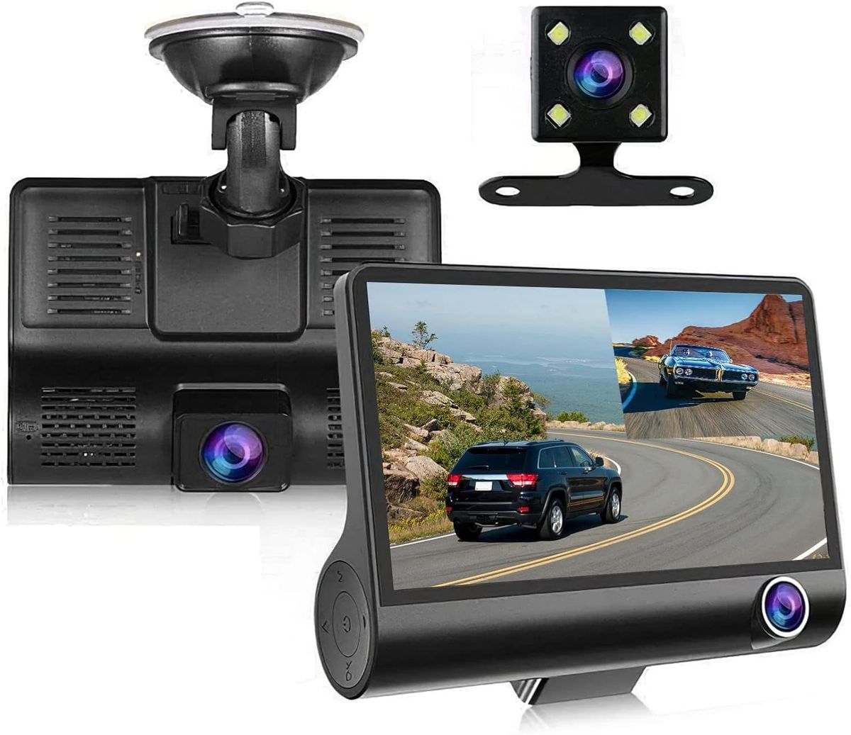 4-Inch Driving Recorder HD Night Vision Triple Lens