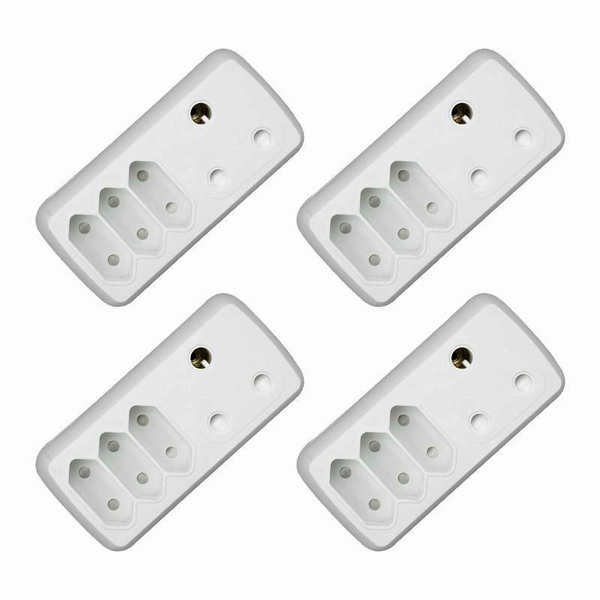Multi Plug Adapter, Fire Resistant With 1 x 3Pin &amp; 3 x Euro -Pack of 4