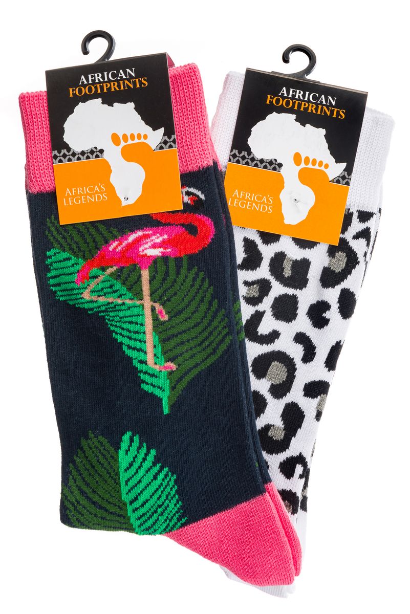 Africa's Legends African Footprints Cotton Socks Pack of 2 Buy