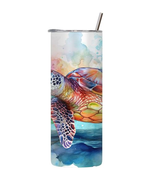 Turtle_3 20 Oz Tumbler with Lid Straw Trendy Ocean Graphic Sea Life Gift172