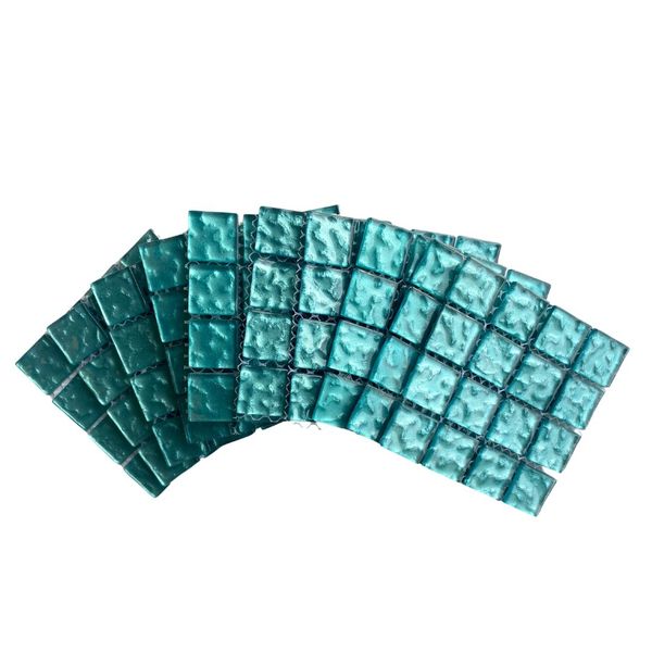 Mosaic Tiles Turquoise Metallic Ripple 23x23mm (small tiles for crafting)
