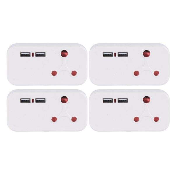 Travel Adapter 4 Pcs, 1 to 1 Socket with Dual USB-A (5V/1A)