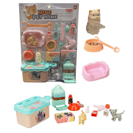 Pretend Play Cat Toy Playset For Kids - Pet Care Toys Kitten For Children Image