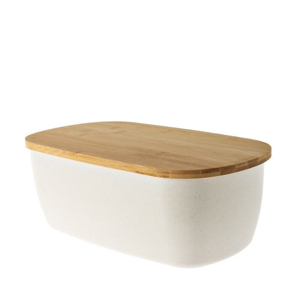 George &amp; Mason - Harlow Bamboo Bread Bin 36.3x20.4x13.7cm - Cream