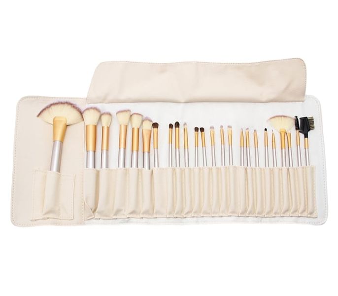 Makeup Brush Set With Champagne Gold Conical Handle - 24 Piece