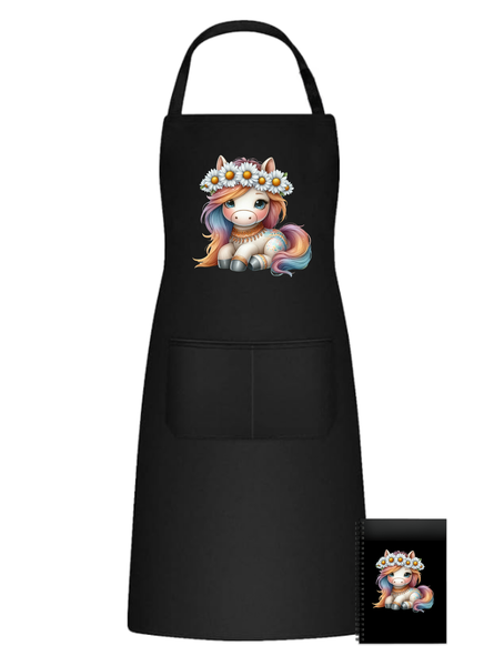Fun Kitchen Braai Apron - Floral Boho Flower Crown Horse