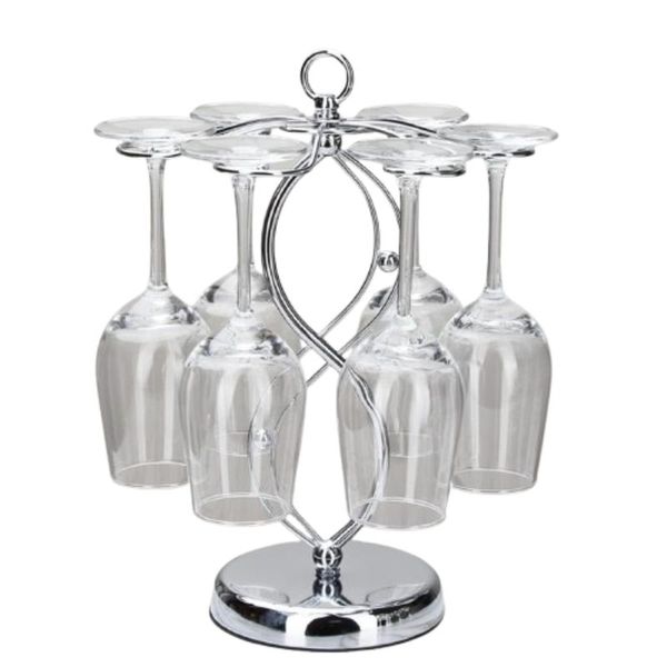 Freestanding Wine Glass Holder - Metal Tabletop Rack with 6 Wine Goblets