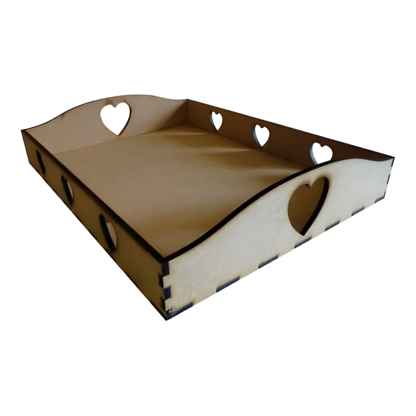 Wooden Serving Tray With Handles - Hearts