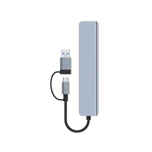 USB Hub 8-in-1 with SD/TF Card Reader and Type-C Adapter for Laptop PC