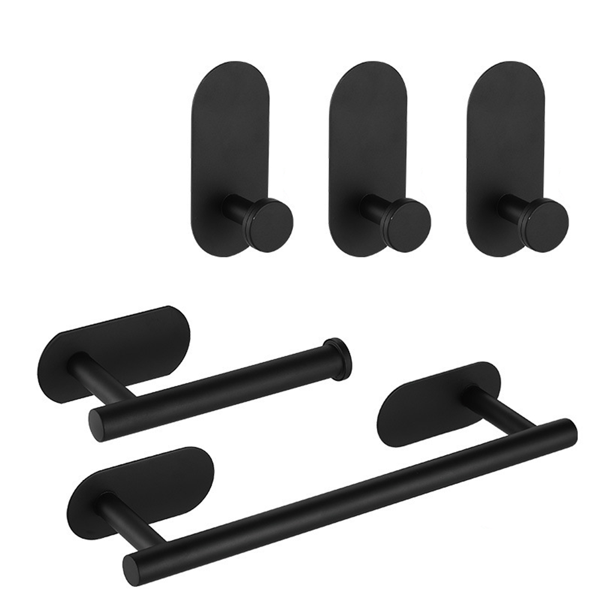 Punch-Free Towel Rack and Hook - 5 Piece Set